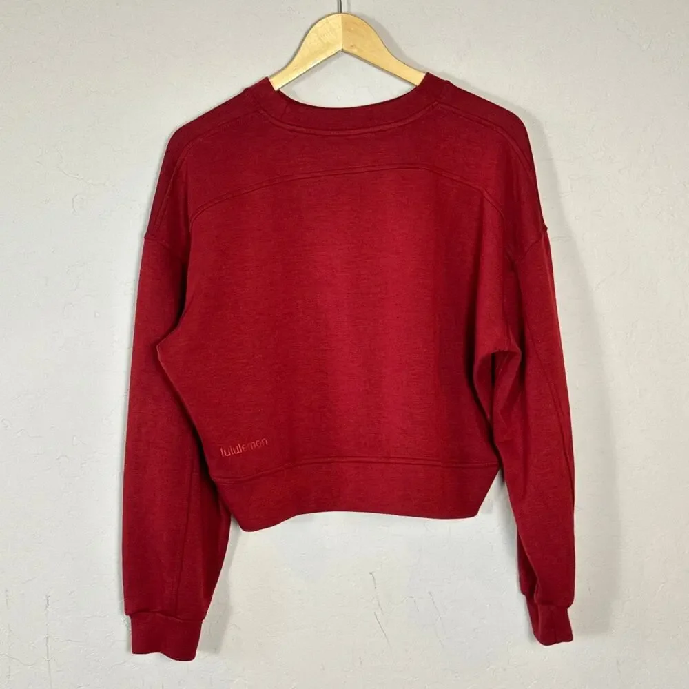 Lululemon Softstreme Perfectly Oversized Cropped Crewneck Pullover Size 6 Red